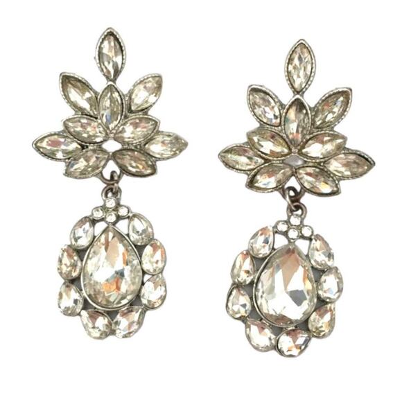 Large faceted rhinestone starburst post earrings - Picture 1 of 9